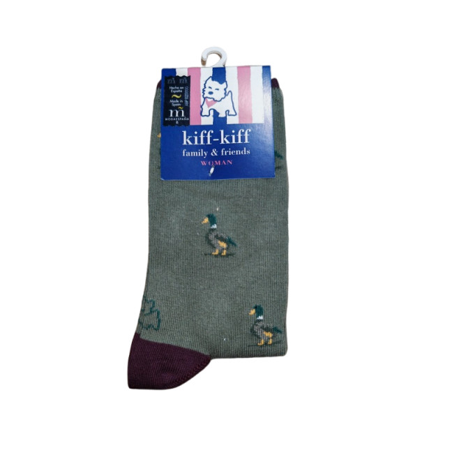 Calcetín Kiff Kiff verde estampado pato mujer