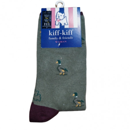 Calcetín Kiff Kiff verde estampado pato mujer
