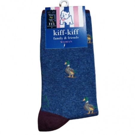 Calcetín Kiff Kiff verde estampado pato mujer