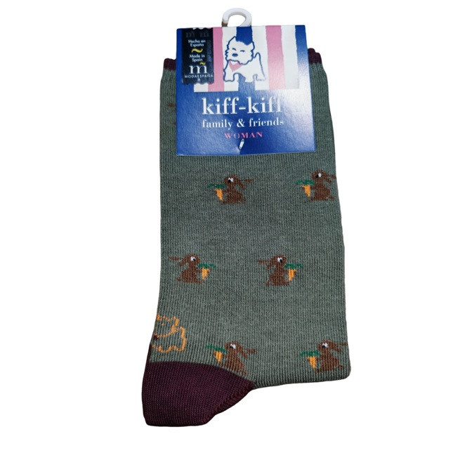 Calcetín Kiff Kiff verde conejos mujer