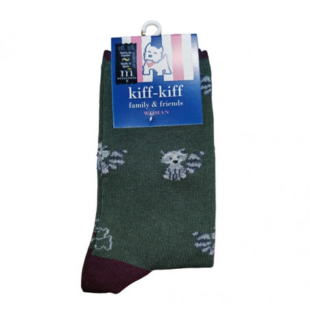 Calcetín Kiff Kiff verde estampado pato mujer